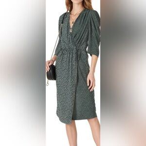 See by Chloé Floral & Dot Wrap Dress/Green Pattern- Size FR 38/US 6 (Preloved)